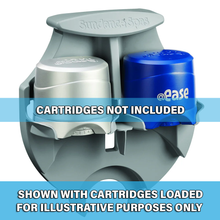 Load image into Gallery viewer, FROG @ease System Cartridge Holder for Sundance Spas. Holder ONLY, cartridges not included. Shown filled for illustrative purposes. Grey holder holding a blue cartridge and a silver cartridge.